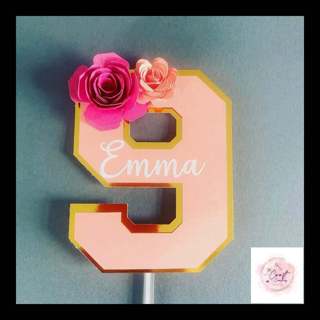 Number cake topper (pink)